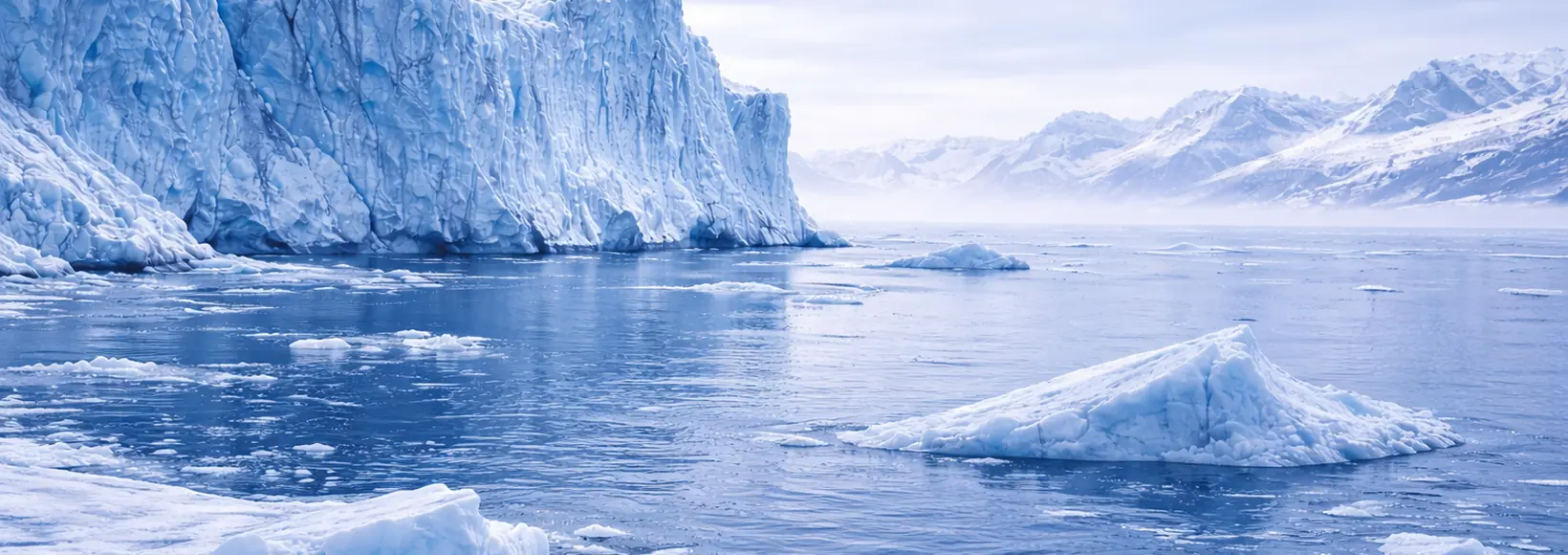 Arctic landscape with icebergs